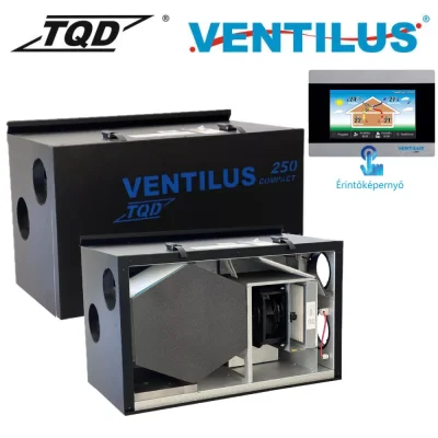 TQD Ventilus Compact 250 fali gép - Központi hővisszanyerős szellőztető (vízszintes csonkos)